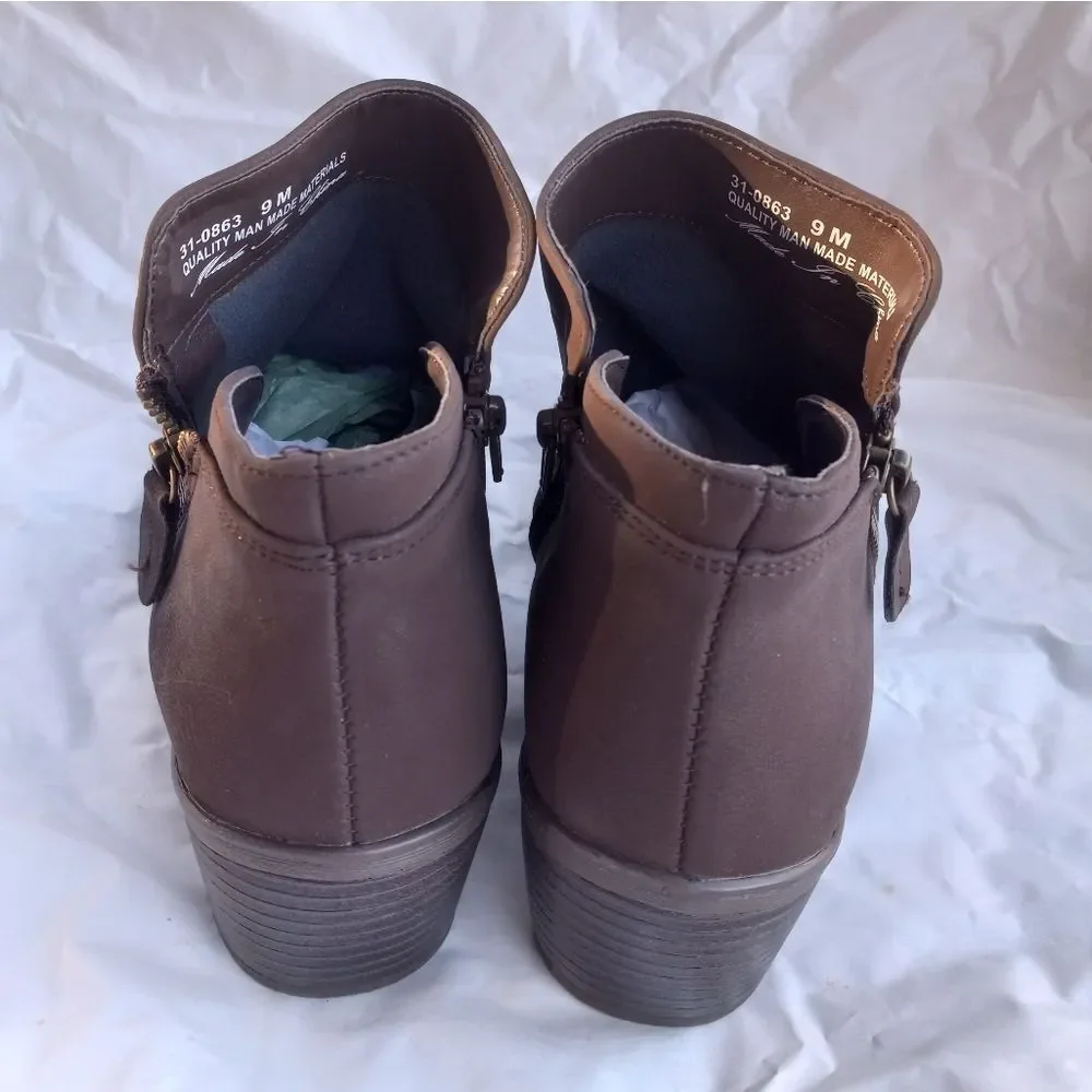 Easy Street Women's Gusto Comfort Bootie Ankle Boot Brown Mate 9M US